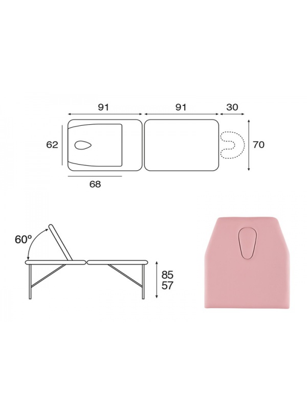  Camilla plegable regulable madera natural T22 70x182