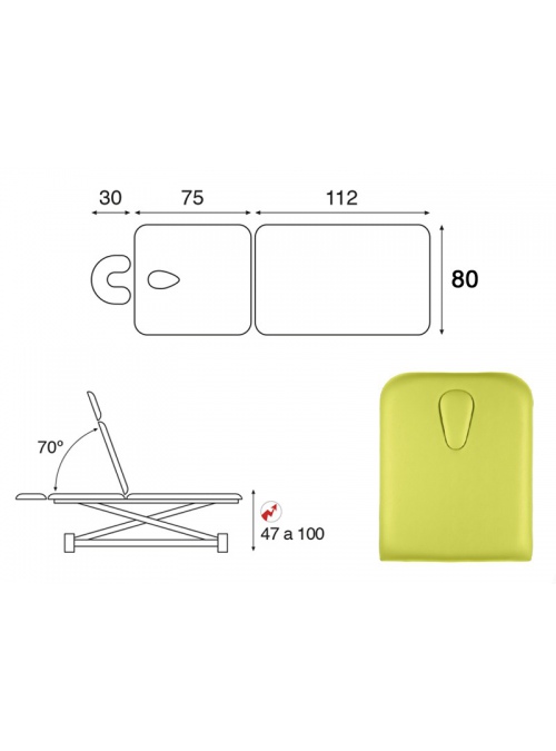 Camilla eléctrica tijera blanca 2 cuerpos T13 70x188 2