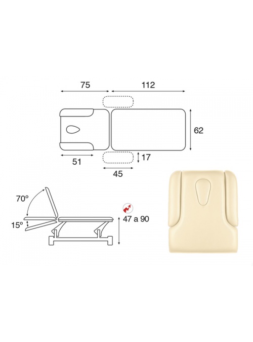 Camilla eléctrica biela blanca 2 cuerpos T16 62x188 2