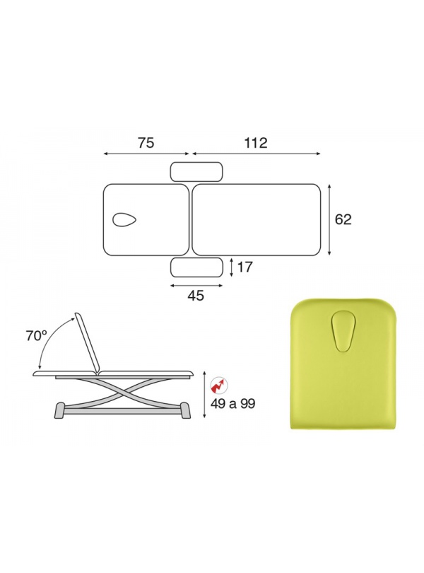 Camilla eléctrica biela gris 2 cuerpos T13 62x188