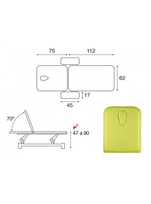 Camilla eléctrica biela blanca 2 cuerpos T13 62x188 2