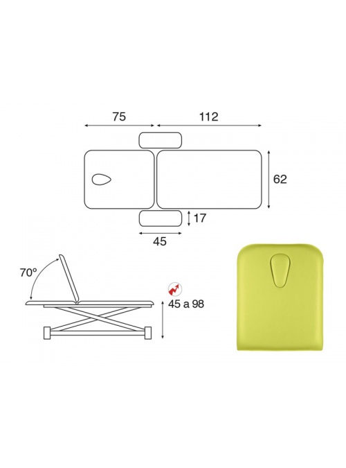  Camilla eléctrica tijera blanca 2 cuerpos T13 62x188 2