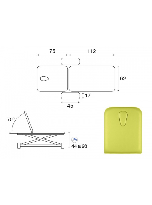 Camilla hidráulica tijera blanca 2 cuerpos T13 62x188 2