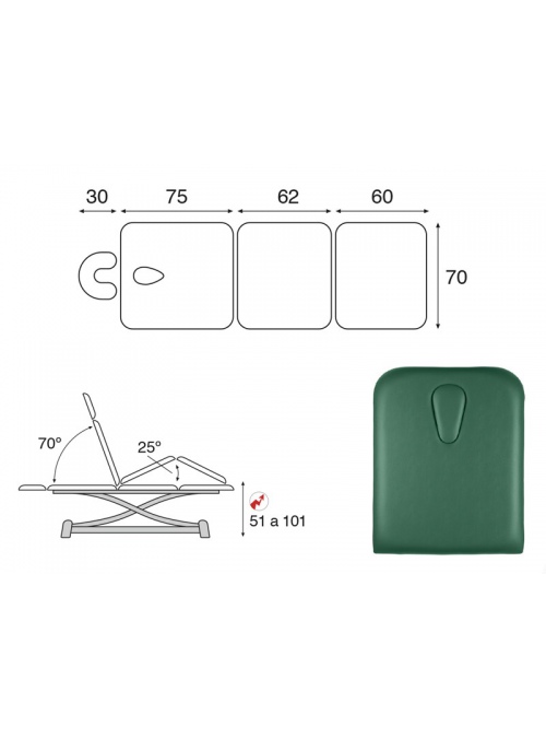 Camilla eléctrica tijera gris 3 cuerpos T13 70x198 2