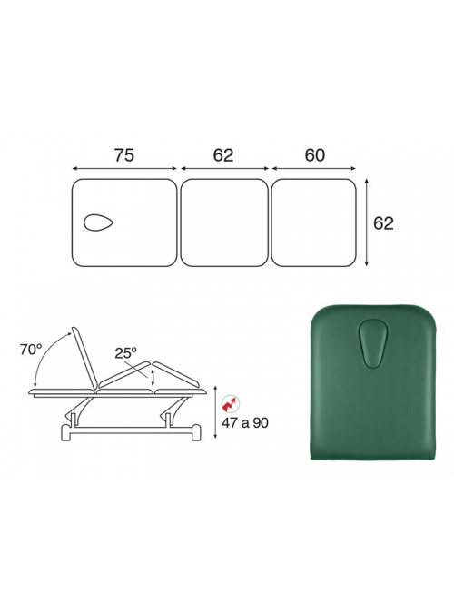 Camilla eléctrica biela blanca 3 cuerpos T13 62x198 2