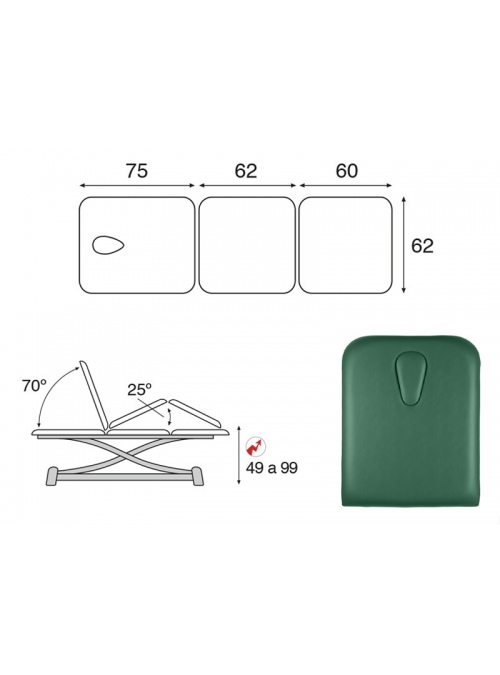 Camilla eléctrica tijera gris 3 cuerpos T13 62x198 2