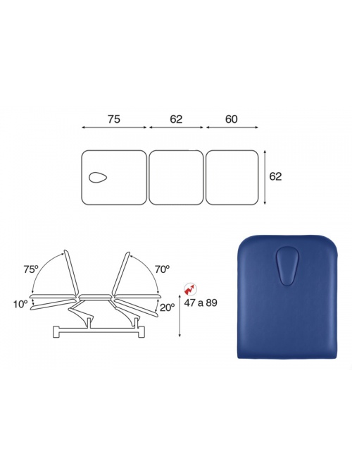 Camilla eléctrica biela blanca 3 cuerpos T13 62x198 2