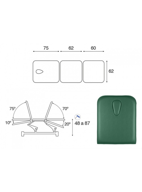 Camilla hidráulica biela blanca 3 cuerpos T13 62x198  2