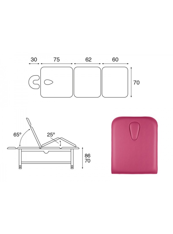 Camilla fija madera natural 3 cuerpos T13 70x198
