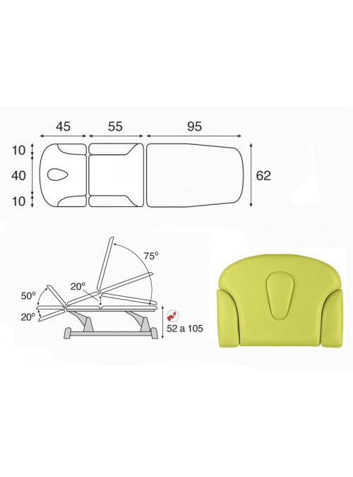 Camilla eléctrica biela gris multifuncional T01 62x200 2