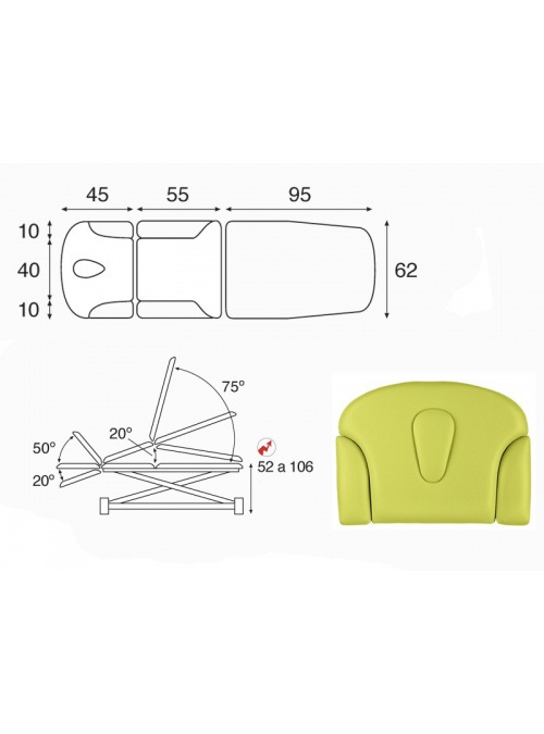 Camilla eléctrica tijera blanca multifuncional T01 62x200 2