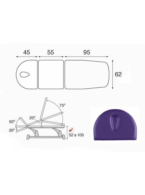 Camilla eléctrica biela gris multifuncional T10 62x200 2