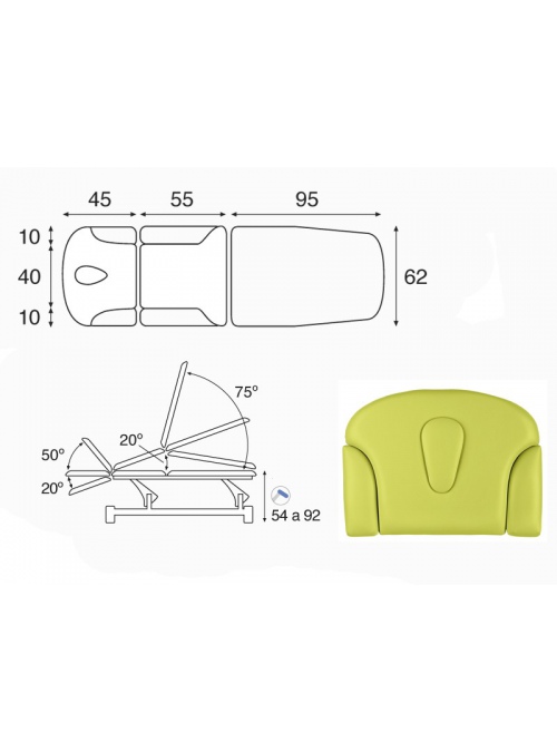 Camilla hidráulica biela blanca multifuncional T01 62x200 2