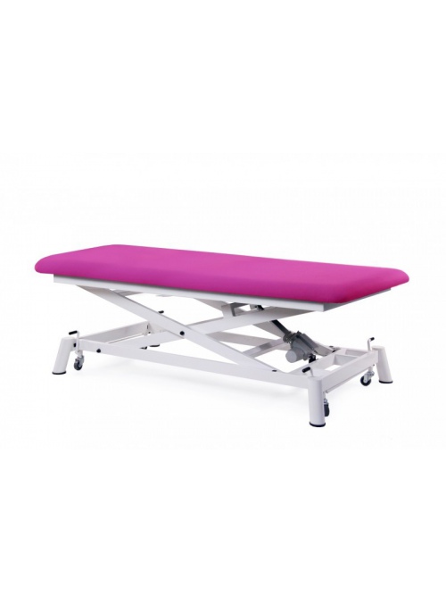 Camilla eléctrica Bobath tipo tijera con subida recta sin desplazamiento lateral, de 1 sección y con ruedas