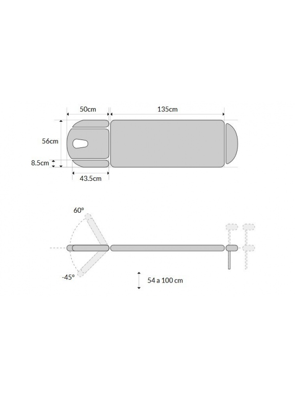 Camilla eléctrica tipo sillón de 3 secciones con subida vertical sin desplazamiento lateral Camilla eléctrica tipo sillón de 3 secciones con subida vertical sin desplazamiento lateral