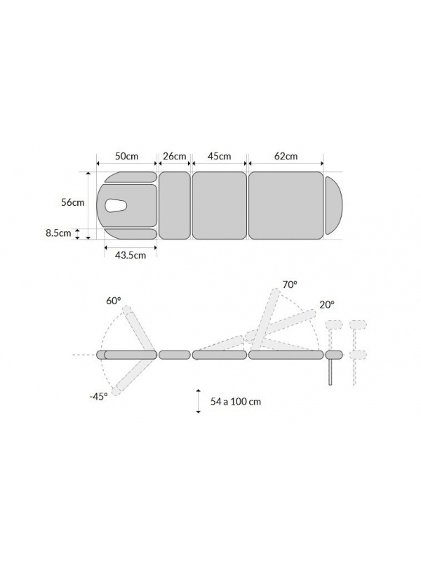 Camilla eléctrica tipo sillón de 3 secciones con subida vertical sin desplazamiento lateral Camilla eléctrica tipo sillón de 3 secciones con subida vertical sin desplazamiento lateral
