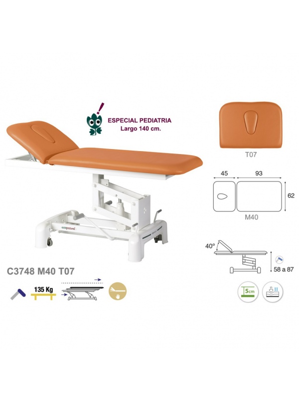 Camilla hidráulica PEDIATRÍA biela blanca especialidades T07 62x140