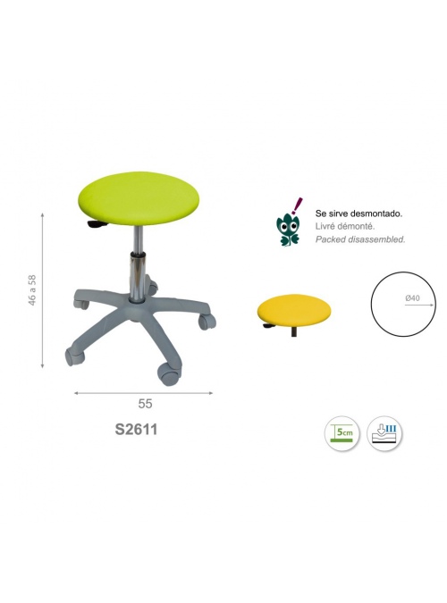 Taburete CIRCULAR base gris 2