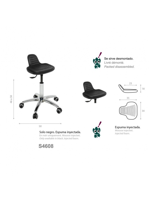 Taburete asiento integral base aluminio 2