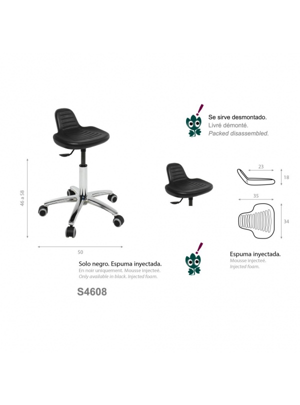 Taburete asiento integral base aluminio