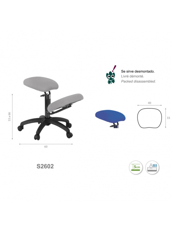 Silla base negra con arrodilladero fijo