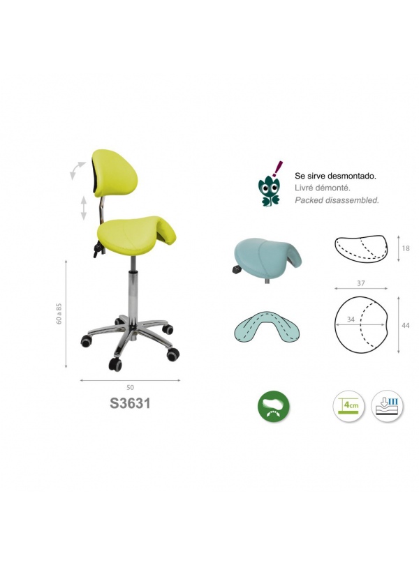 Taburete pony base aluminio con respaldo