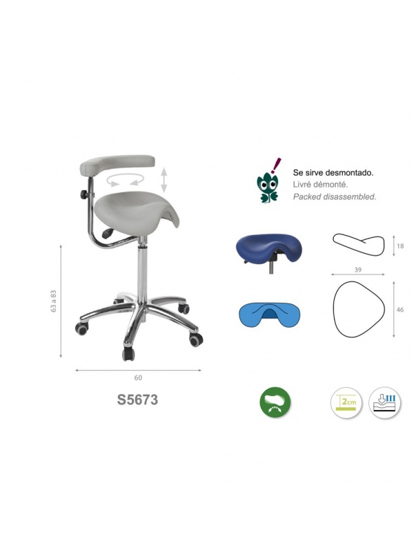 Taburete derby base aluminio con brazo multifunción