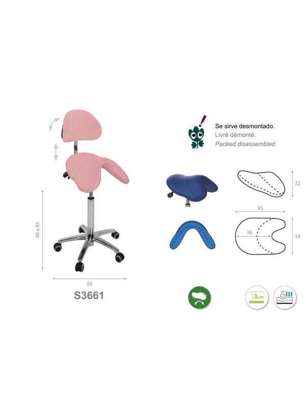 Taburete silla de montar base aluminio con respaldo