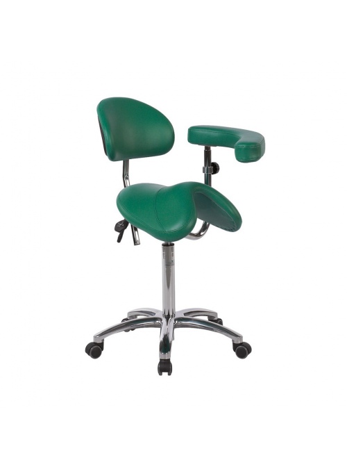 Taburete pony silla de montar base aluminio con respaldo y brazo multifunción