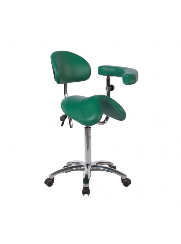 Taburete pony silla de montar base aluminio con respaldo y brazo multifunción