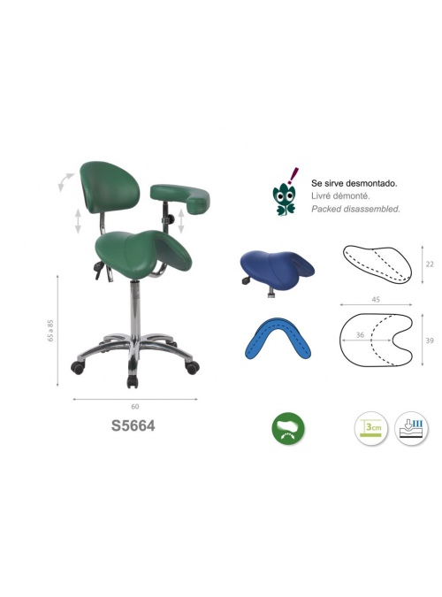 Taburete pony silla de montar base aluminio con respaldo y brazo multifunción 2