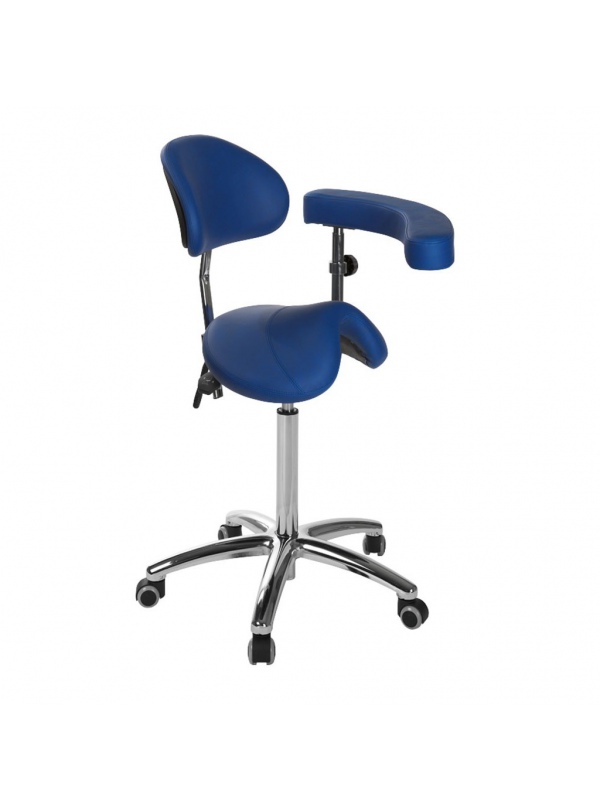 Taburete pony base aluminio con respaldo y brazo multifunción