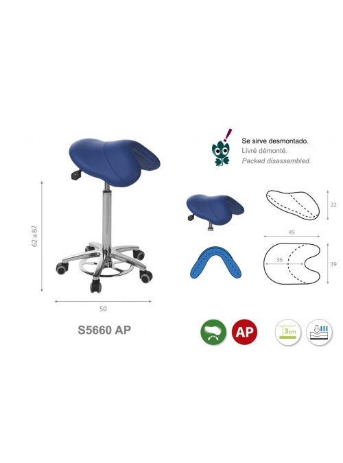 Taburete pony silla de montar base aluminio con accionamiento de pie 2