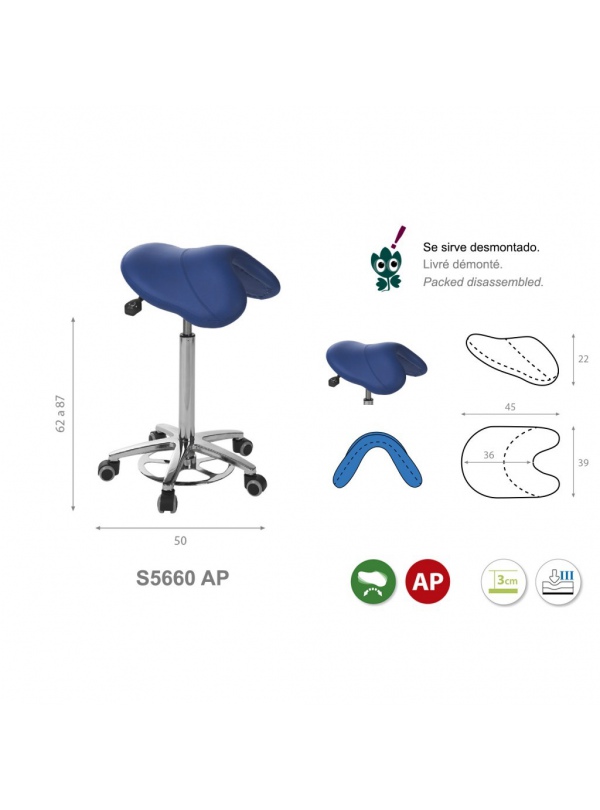Taburete pony silla de montar base aluminio con accionamiento de pie