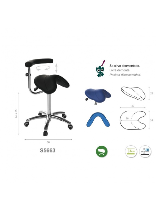 Taburete pony silla de montar base aluminio con brazo multifunción 2
