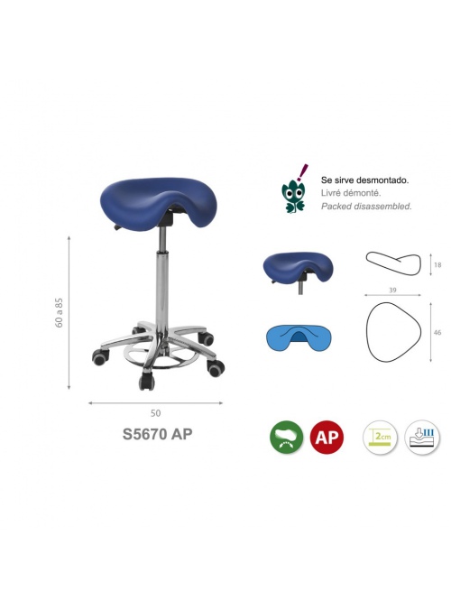 Taburete derby base aluminio con accionamiento de pie 2