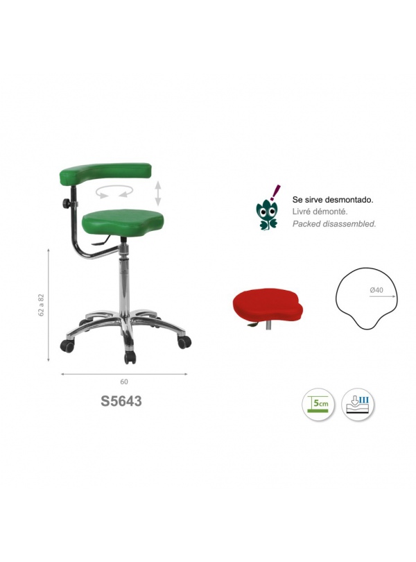 Taburete bicicleta base aluminio con brazo multifunción