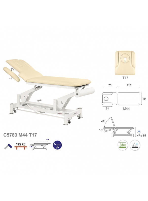 Camilla hidráulica biela blanca 2 cuerpos T16 62x188