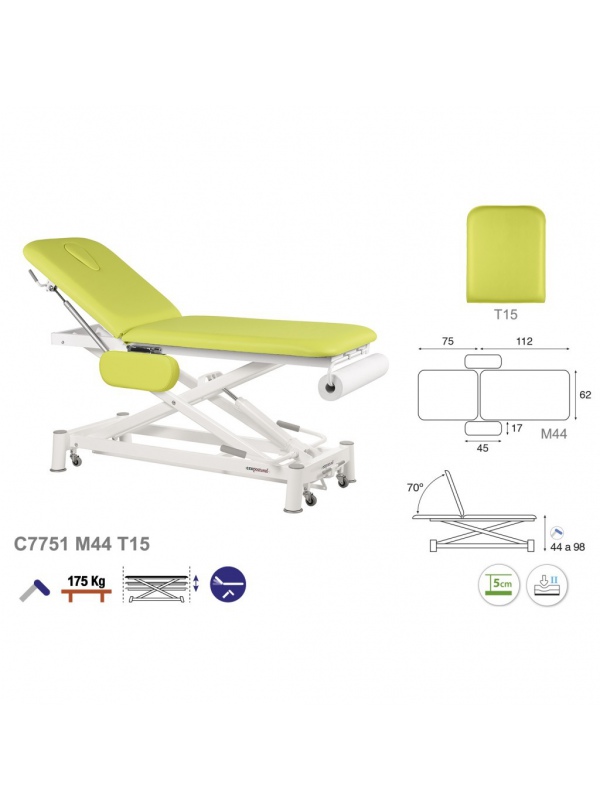 Camilla hidráulica tijera blanca 2 cuerpos T13 62x188