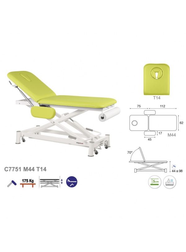 Camilla hidráulica tijera blanca 2 cuerpos T13 62x188