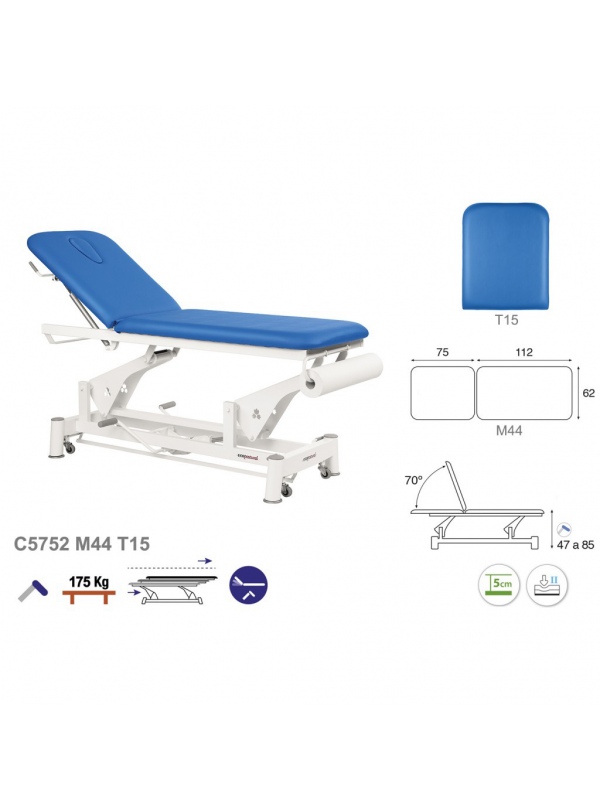 Camilla hidráulica biela blanca 2 cuerpos T13 62x188