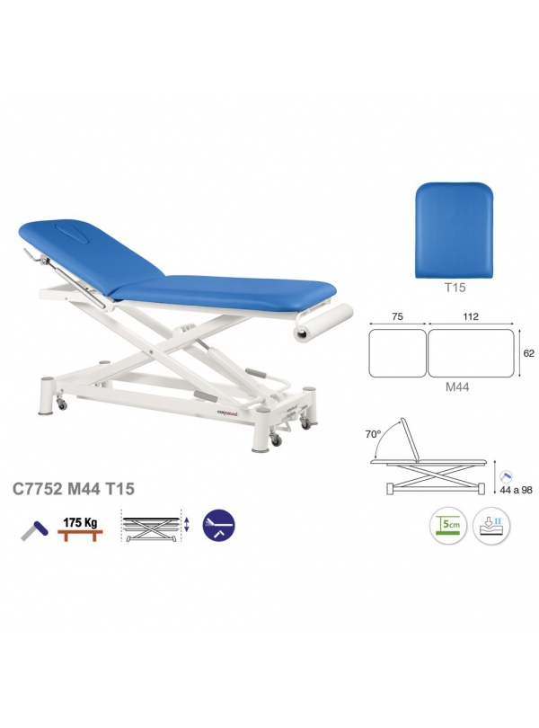 Camilla hidráulica tijera blanca 2 cuerpos T13 62x188