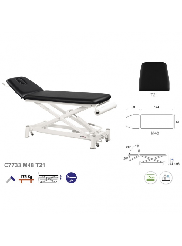 Camilla hidráulica tijera blanca 2 cuerpos T20 62x207