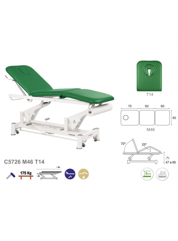 Camilla hidráulica biela blanca 3 cuerpos T13 62x198