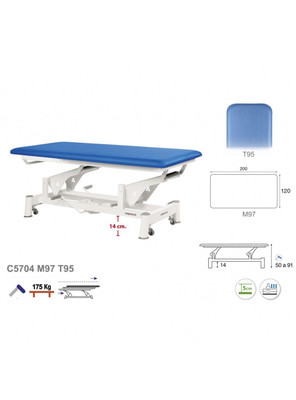 Camilla hidráulica biela blanca Bobath 100x200