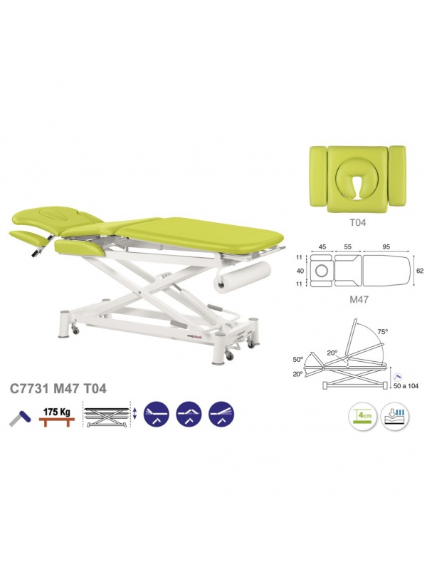 Camilla hidráulica tijera blanca multifuncional T01 62x200