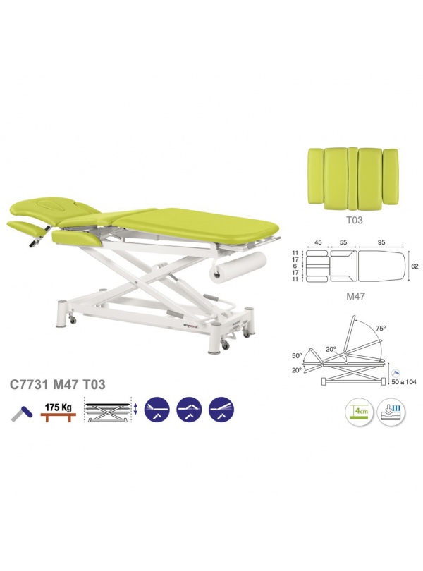 Camilla hidráulica tijera blanca multifuncional T01 62x200