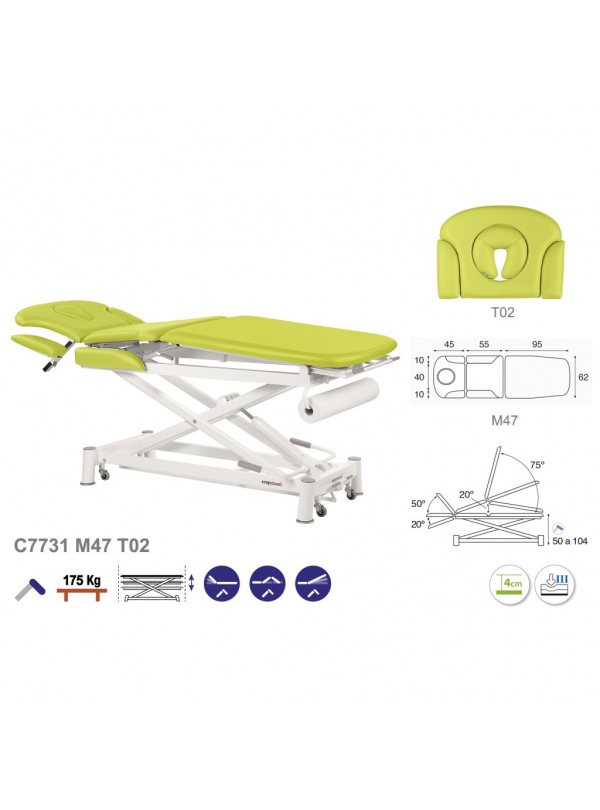 Camilla hidráulica tijera blanca multifuncional T01 62x200