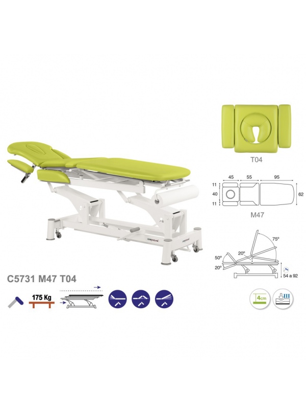 Camilla hidráulica biela blanca multifuncional T01 62x200