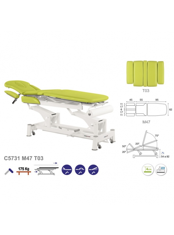 Camilla hidráulica biela blanca multifuncional T01 62x200